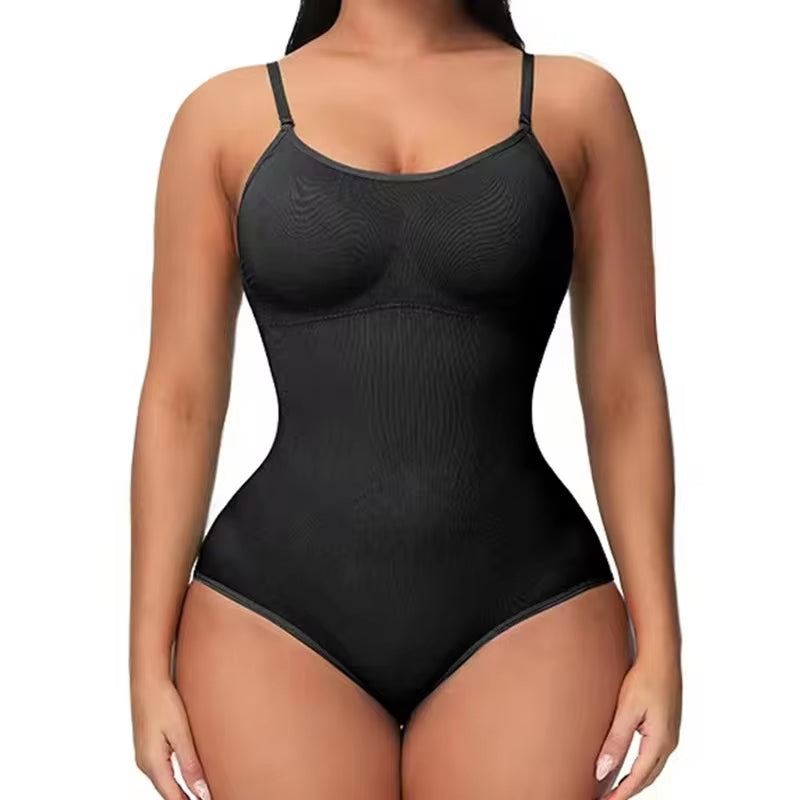 V Neck Spaghetti Strap Bodysuit Compression Body Suits Open Crotch Shapewear Slimming Body Shaper Smooth Out Bodysuit