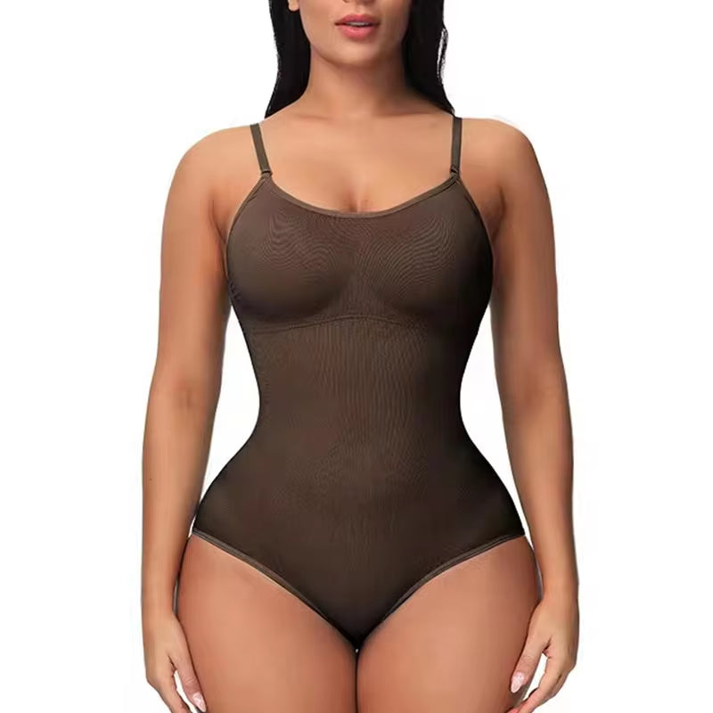 V Neck Spaghetti Strap Bodysuit Compression Body Suits Open Crotch Shapewear Slimming Body Shaper Smooth Out Bodysuit