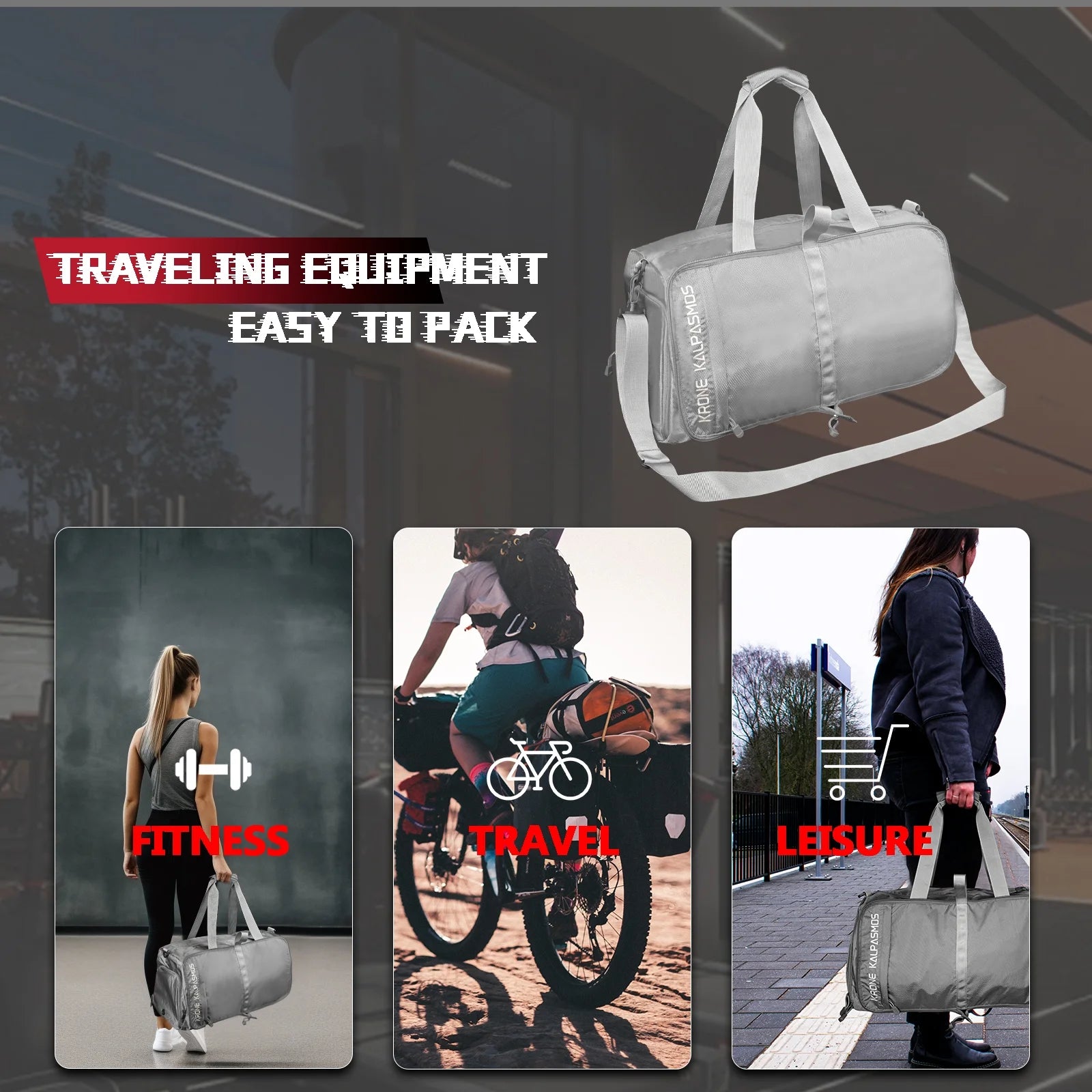 Small Gym Bag, Packable Sports Bag , Gym Bags with Shoe and Wet Pocket, Lightweight Waterproof Travel Duffel Bag