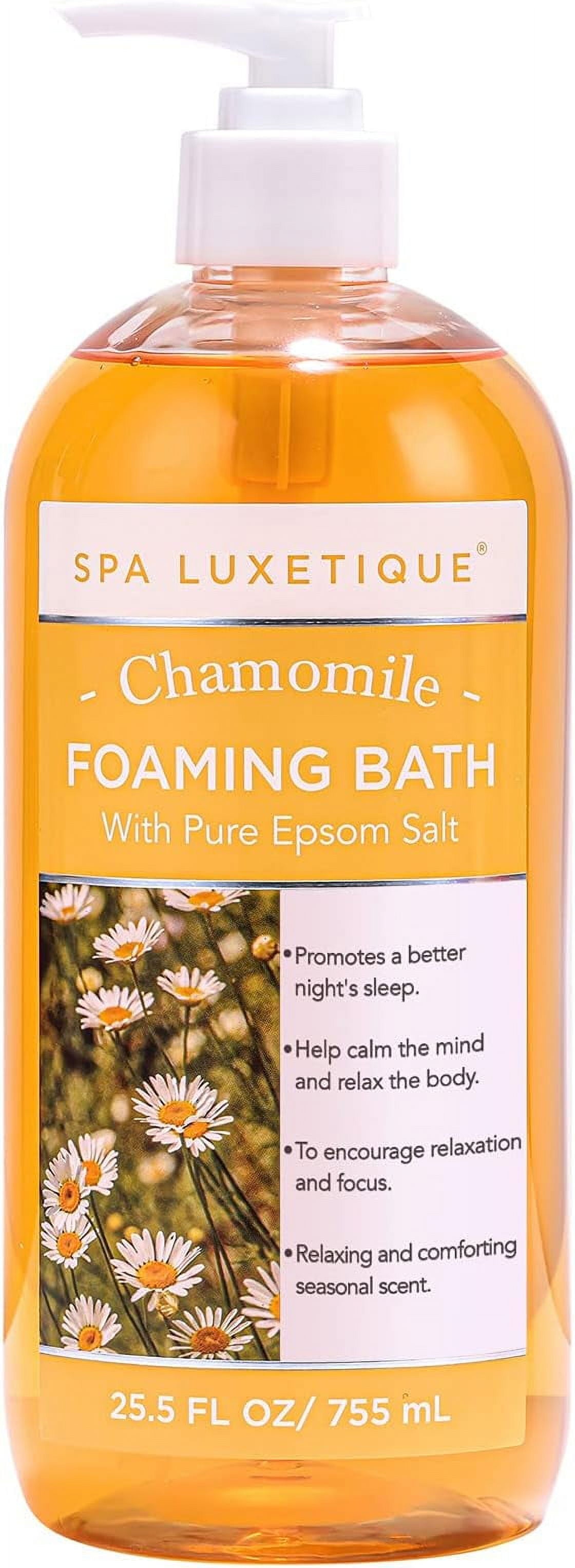 Bubble Bath for Women, Foaming Bath with Pure Epsom Salt, 25.5 Fl Oz Chamomile Scent, Moisturizing and Relaxing Body Wash Self Care