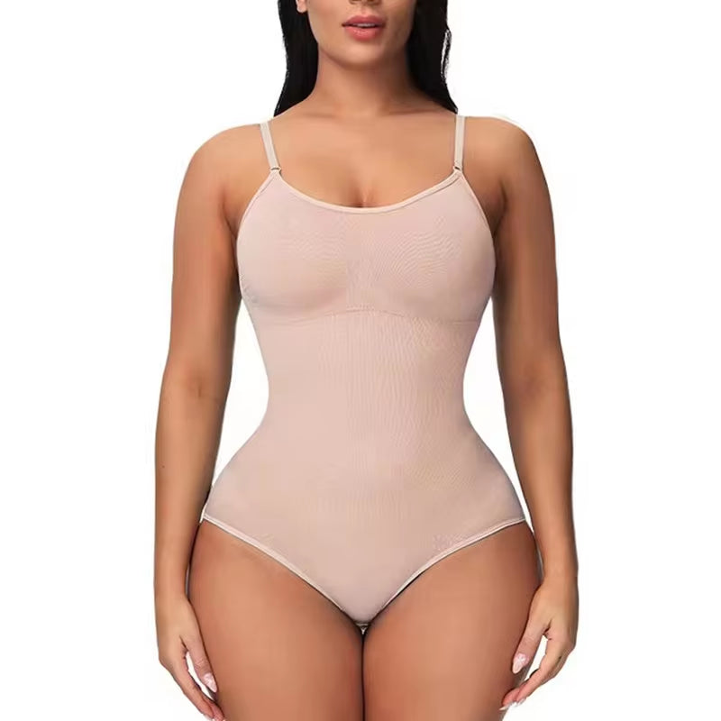 V Neck Spaghetti Strap Bodysuit Compression Body Suits Open Crotch Shapewear Slimming Body Shaper Smooth Out Bodysuit