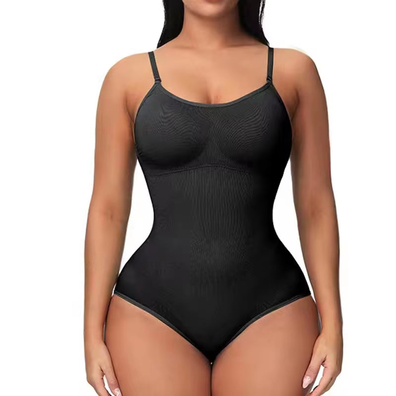 V Neck Spaghetti Strap Bodysuit Compression Body Suits Open Crotch Shapewear Slimming Body Shaper Smooth Out Bodysuit