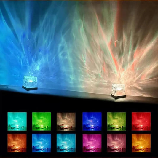 Northern Lights Cube Lamp Ocean Wave Water Projector Light Bedroom Decor 16 Colors