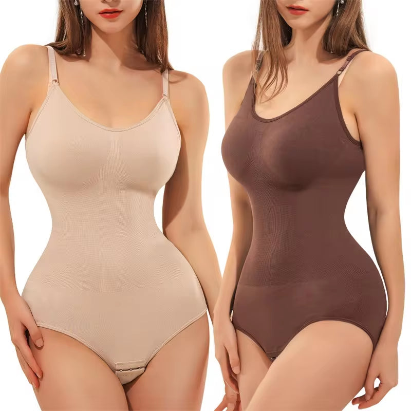 V Neck Spaghetti Strap Bodysuit Compression Body Suits Open Crotch Shapewear Slimming Body Shaper Smooth Out Bodysuit